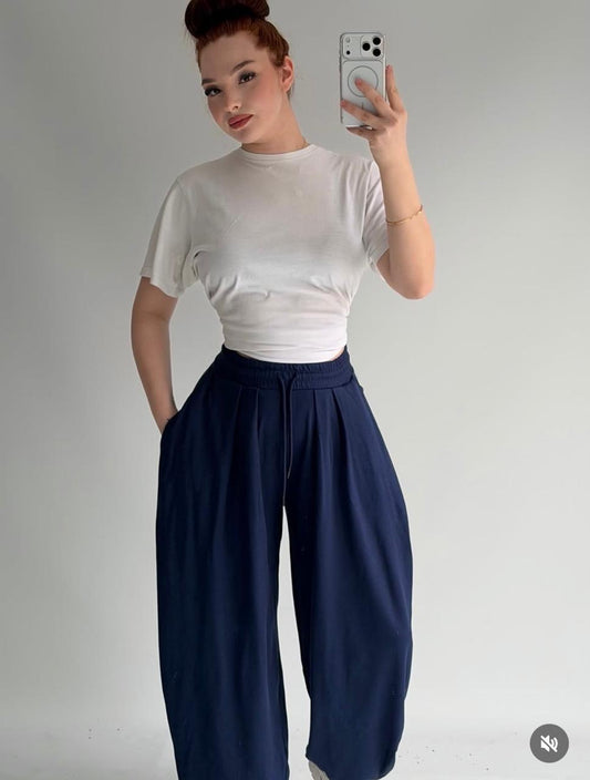 Pack 2 Pantalon Palazzo Femme Taille Haute